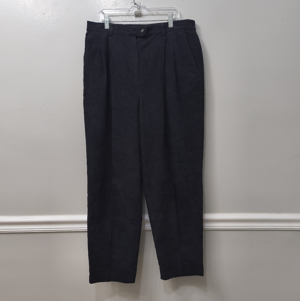 Vintage Talbots David Brooks Corduroy Cotton Pants Trouser Black 16P Minimalist
